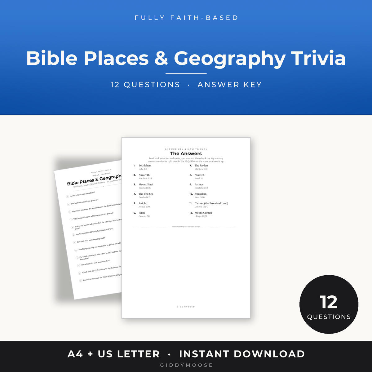 Bible Places and Geography Trivia Printable