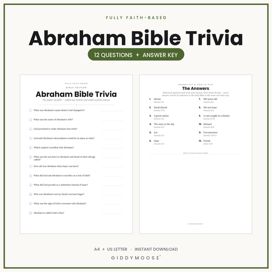 Abraham Bible Trivia Quiz Printable