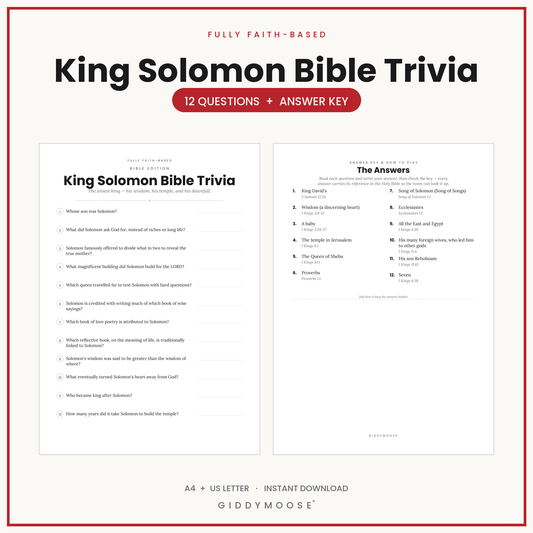 King Solomon Bible Trivia Printable