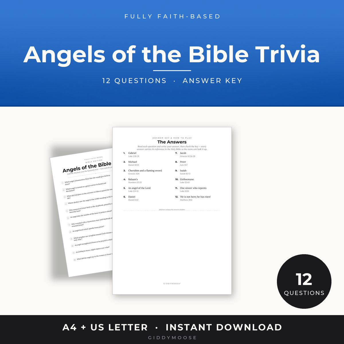 Angels of the Bible Trivia Printable