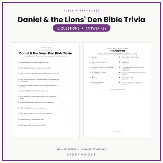 Daniel & the Lions Den Bible Trivia Printable