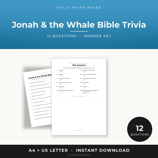Jonah and the Whale Bible Trivia Printable