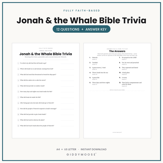 Jonah and the Whale Bible Trivia Printable