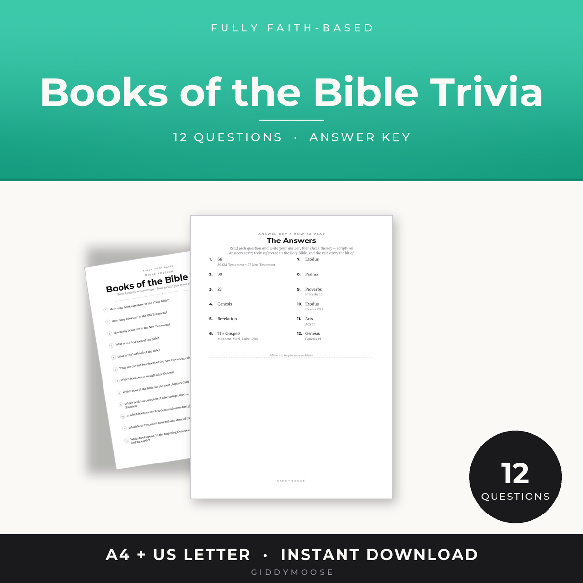 Books of the Bible Trivia Printable