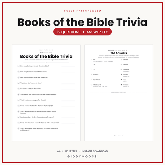 Books of the Bible Trivia Printable