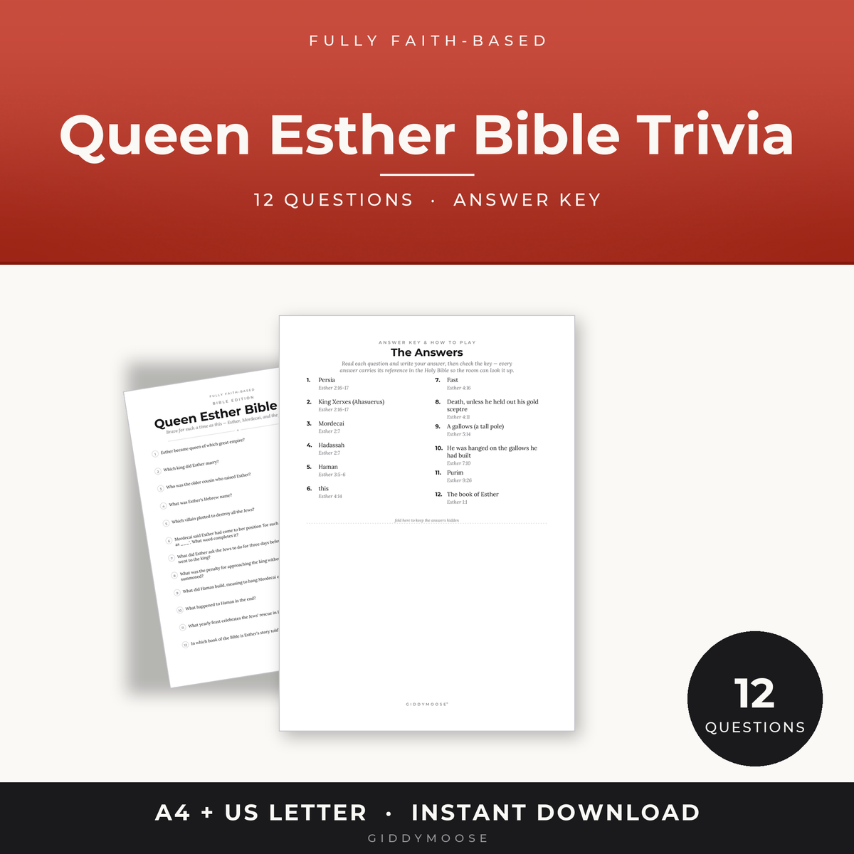 Esther Bible Trivia Printable