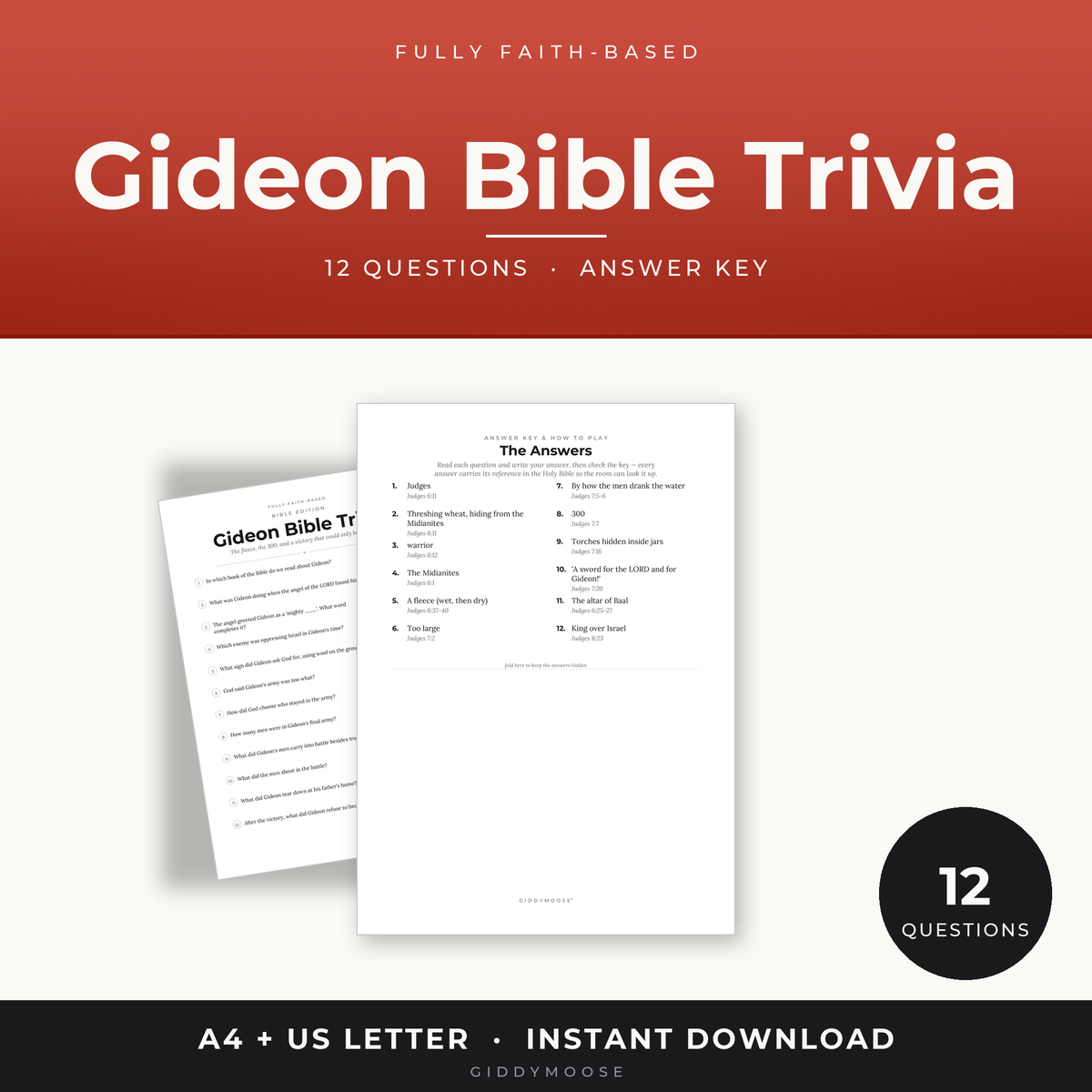 Gideon Bible Trivia Printable