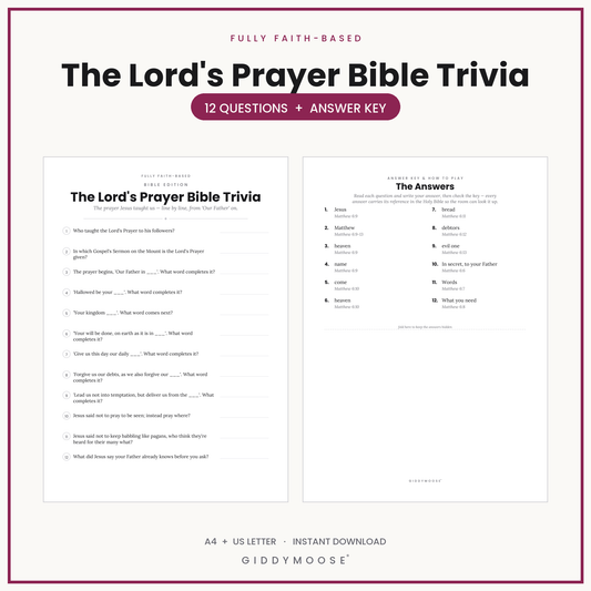 The Lords Prayer Bible Trivia Printable