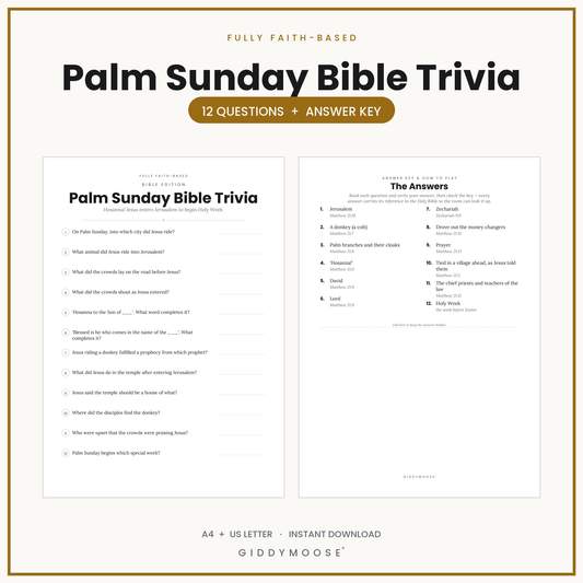 Palm Sunday Bible Trivia Printable