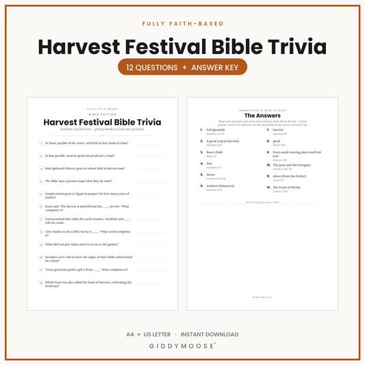Harvest Festival Bible Trivia Printable