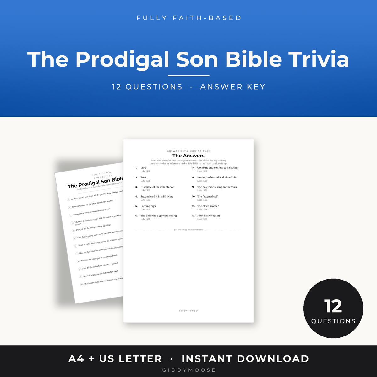 The Prodigal Son Bible Trivia Printable