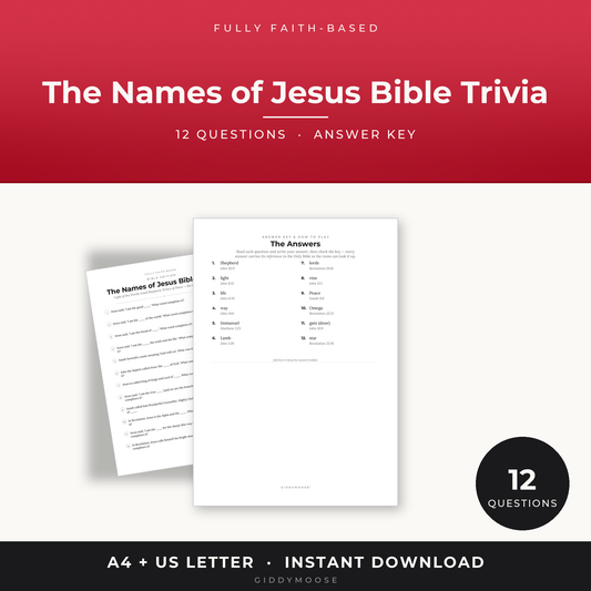 Names of Jesus Bible Trivia Printable