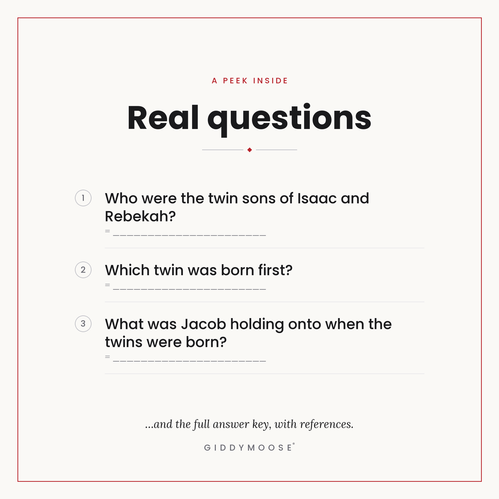 Jacob and Esau Bible Trivia Printable — image 3