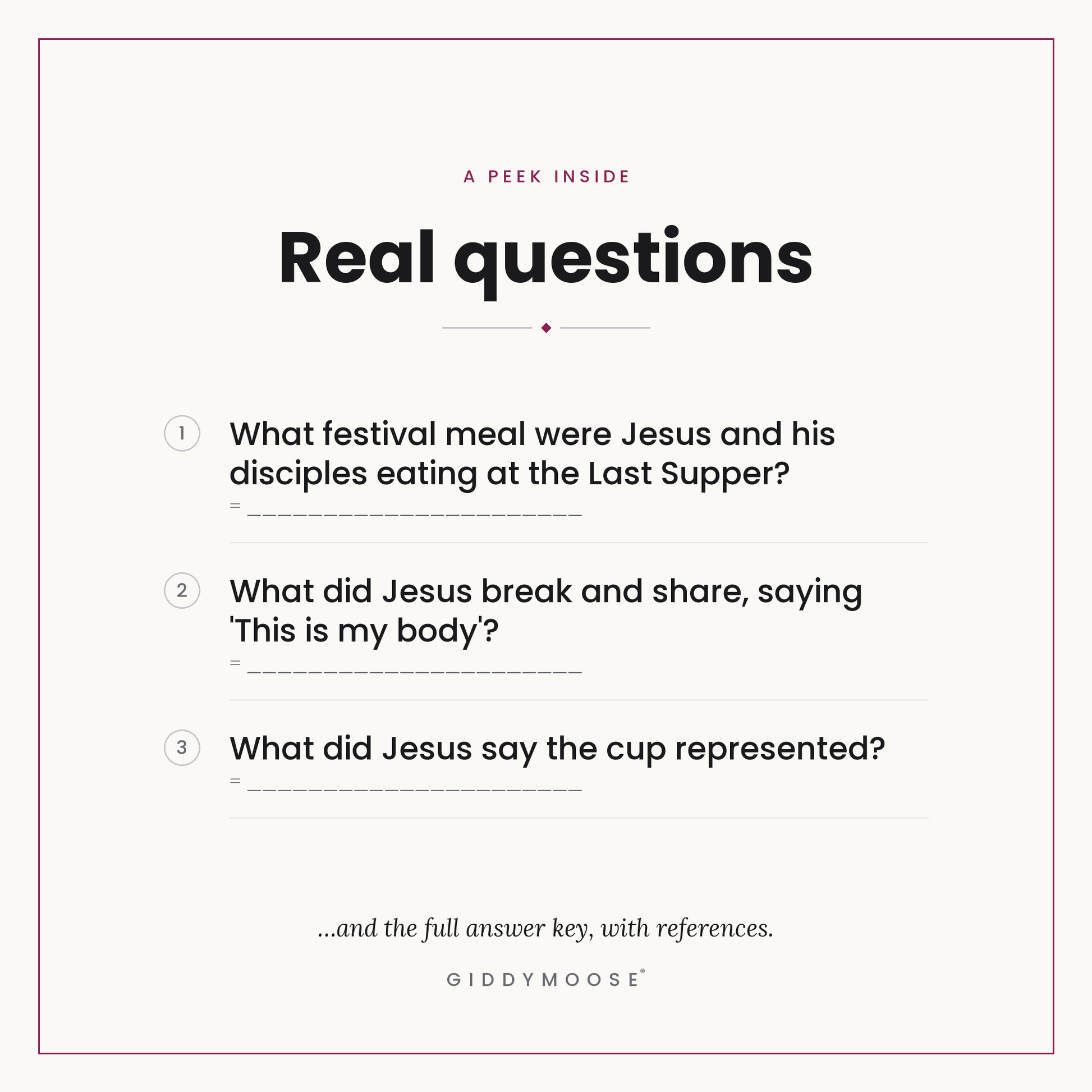The Last Supper Bible Trivia Printable — image 3