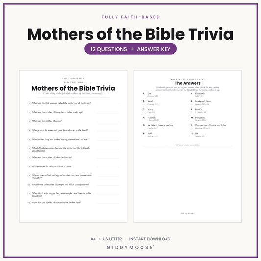 Mothers of the Bible Trivia Printable