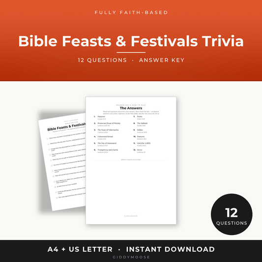 Bible Feasts and Festivals Trivia Printable