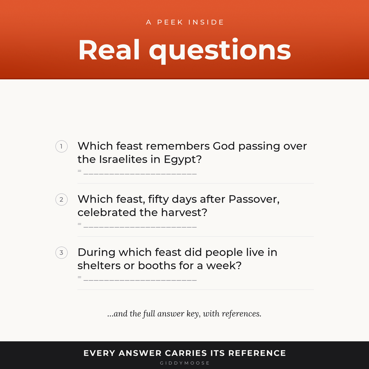 Bible Feasts and Festivals Trivia Printable — image 3