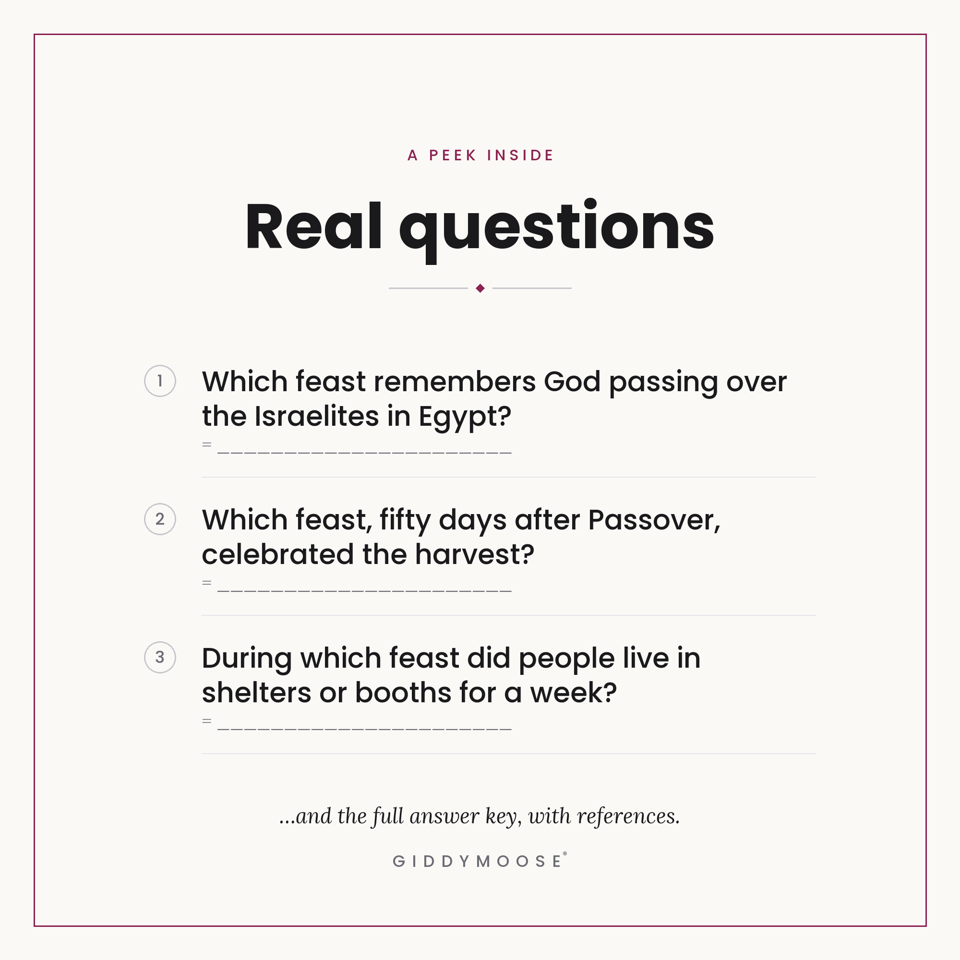 Bible Feasts and Festivals Trivia Printable — image 3
