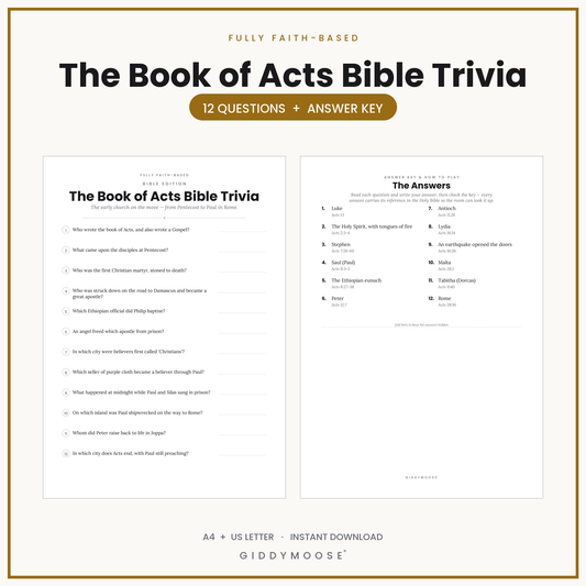Book of Acts Bible Trivia Printable