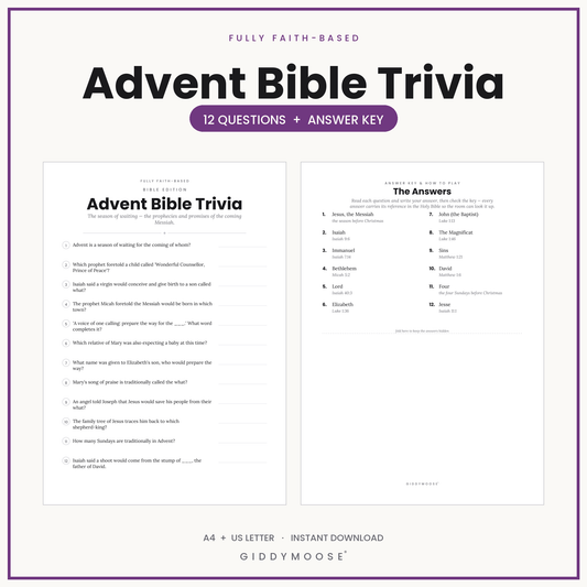 Advent Bible Trivia Printable