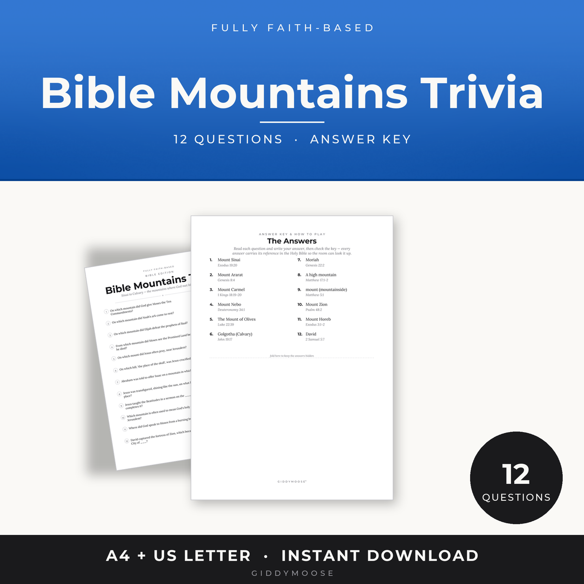 Bible Mountains Trivia Printable