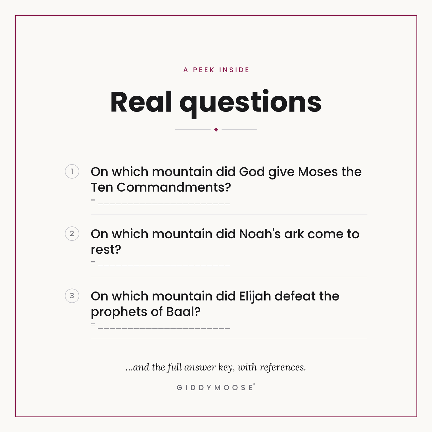 Bible Mountains Trivia Printable — image 3