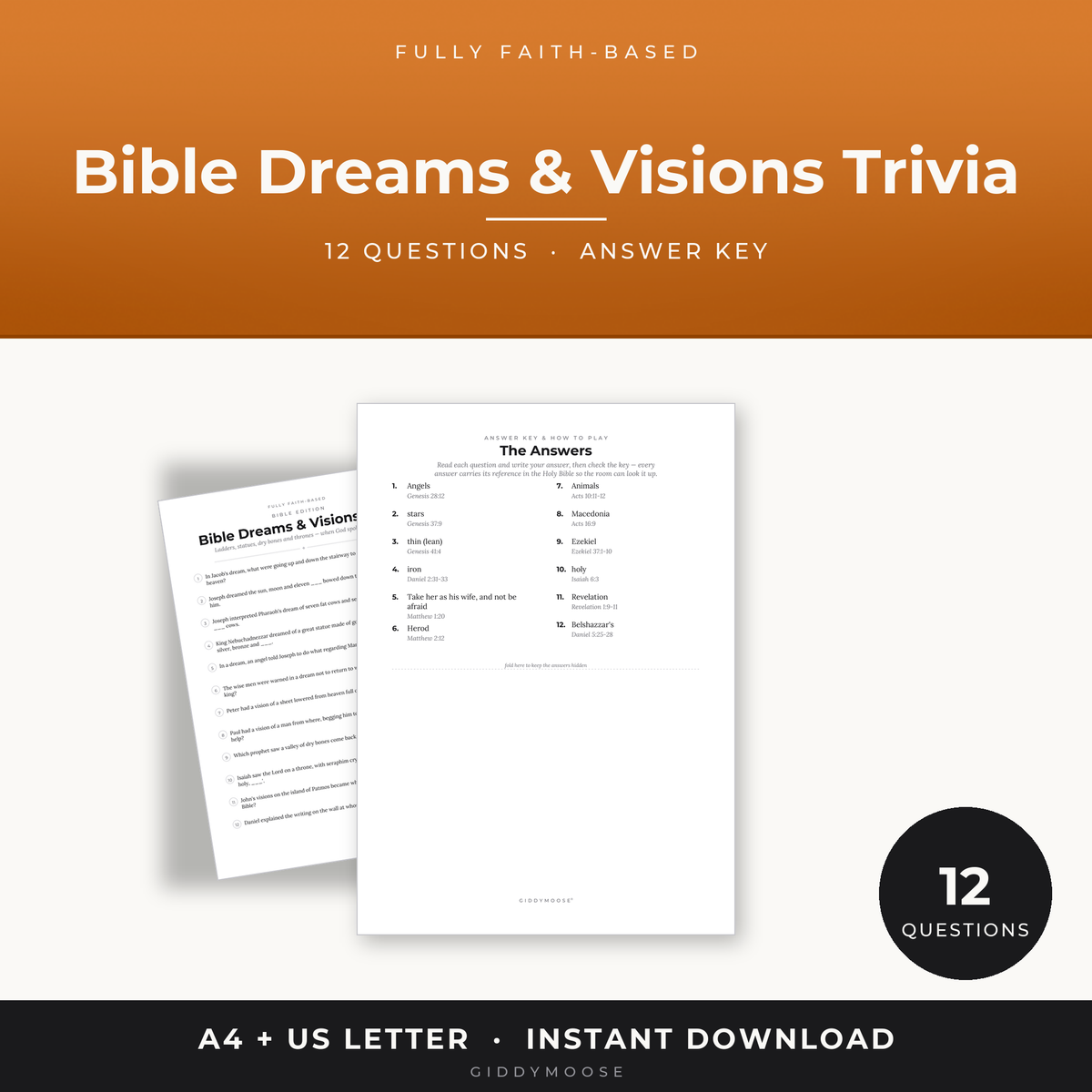 Bible Dreams and Visions Trivia Printable