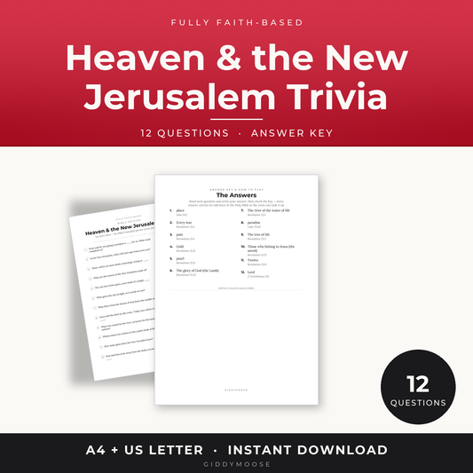 Heaven Bible Trivia Printable
