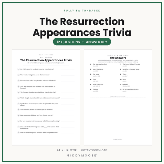 Resurrection of Jesus Bible Trivia Printable