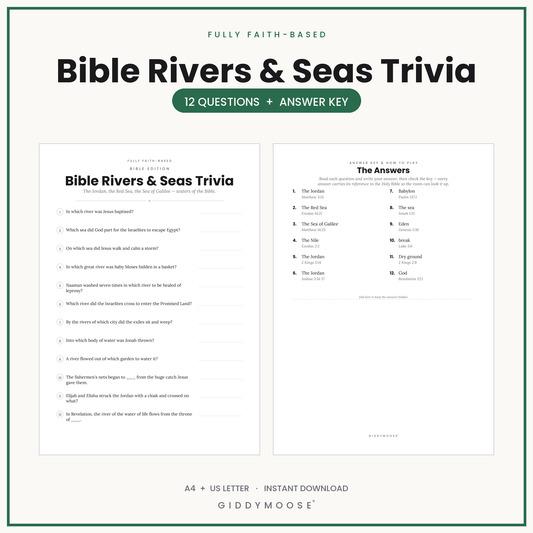 Bible Rivers and Seas Trivia Printable
