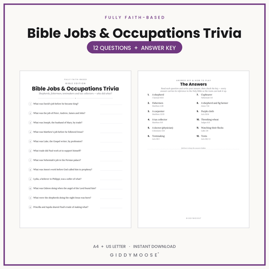 Bible Jobs and Occupations Trivia Printable