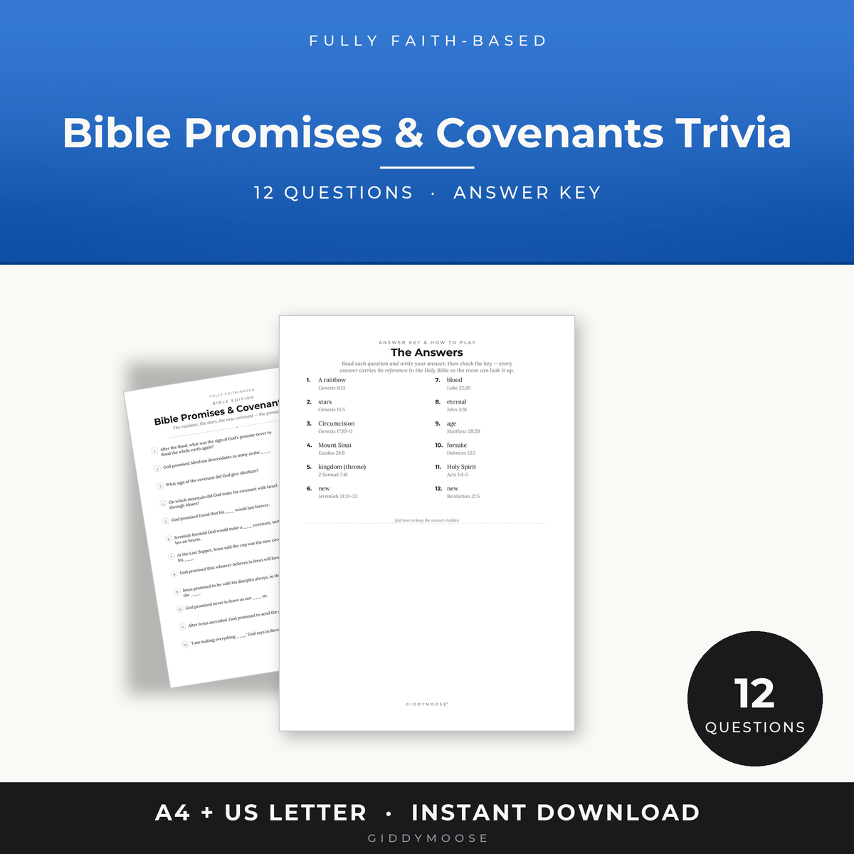 Bible Promises and Covenants Trivia Printable