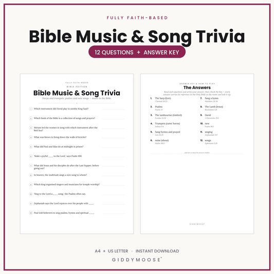 Bible Music and Song Trivia Printable