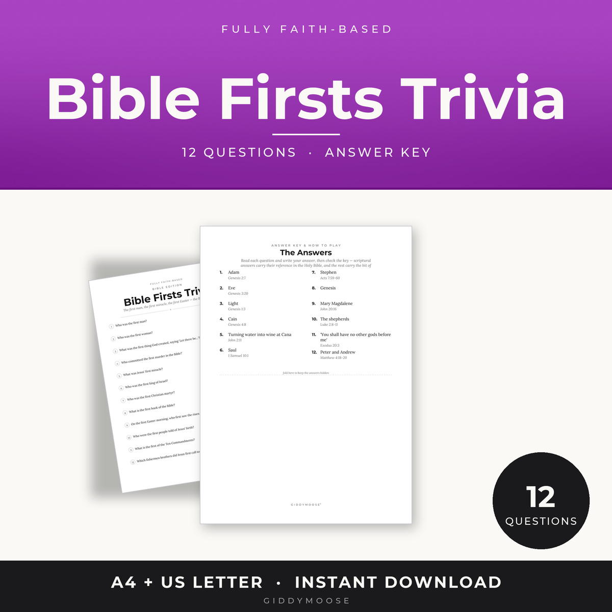 Bible Firsts Trivia Printable