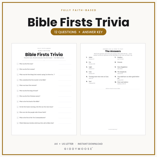 Bible Firsts Trivia Printable