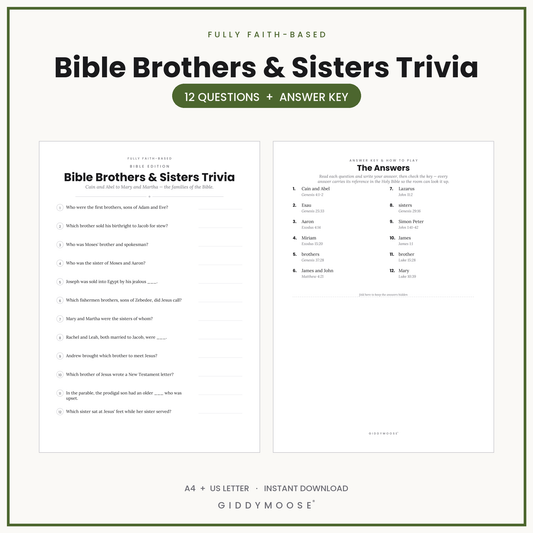 Bible Brothers and Sisters Trivia Printable