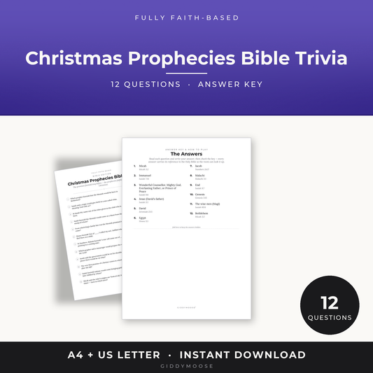 Christmas Prophecies Bible Trivia Printable