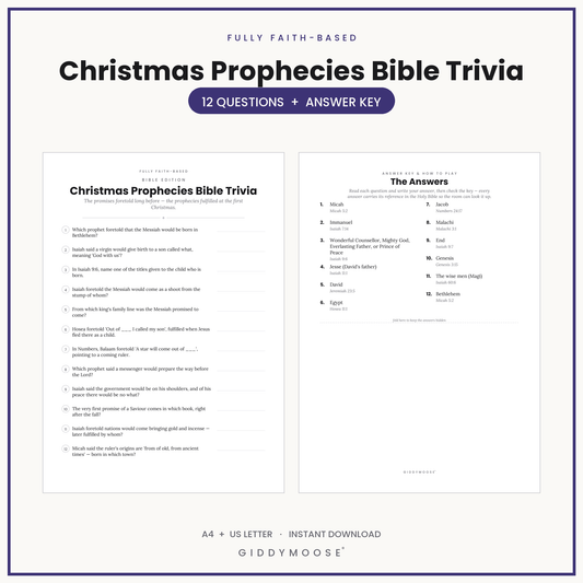 Christmas Prophecies Bible Trivia Printable