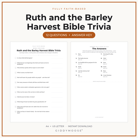 Ruth and the Barley Harvest Bible Trivia Printable