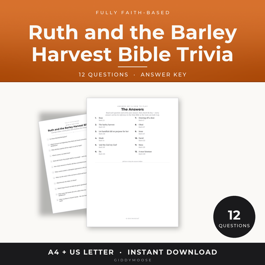 Ruth and the Barley Harvest Bible Trivia Printable