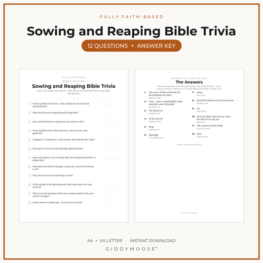 Sowing and Reaping Bible Trivia Printable