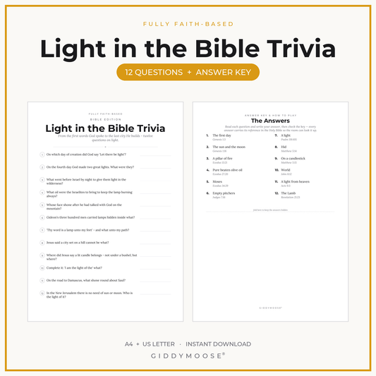 Light in the Bible Trivia Printable