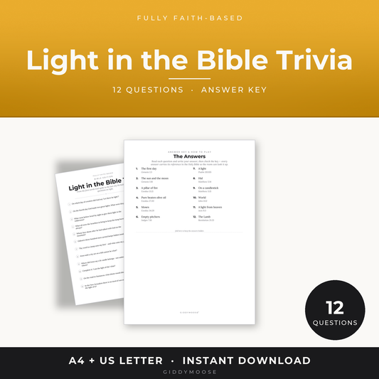 Light in the Bible Trivia Printable