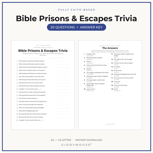Bible Prisons and Escapes Trivia Printable