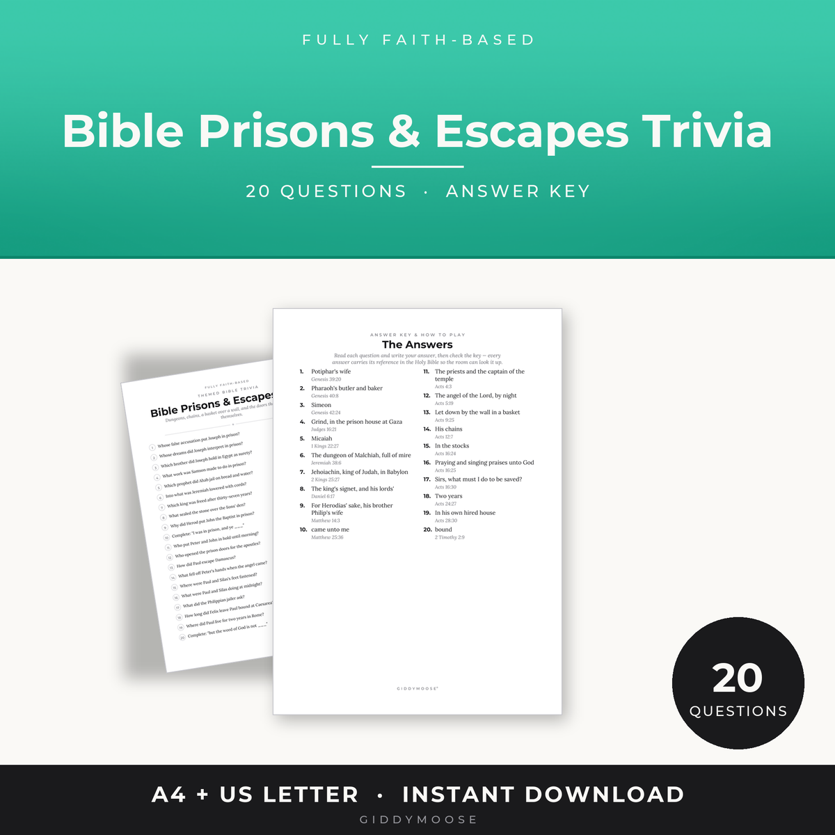 Bible Prisons and Escapes Trivia Printable