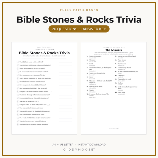 Bible Stones and Rocks Trivia Printable