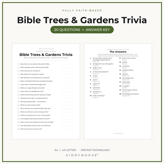 Bible Trees and Gardens Trivia Printable