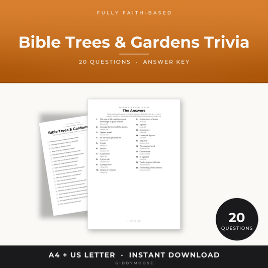 Bible Trees and Gardens Trivia Printable
