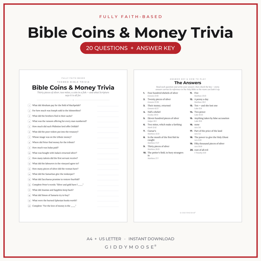 Bible Money and Coins Trivia Printable