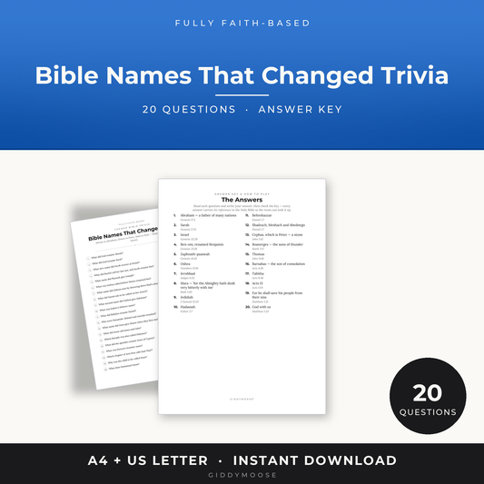 Bible Names That Changed Trivia Printable